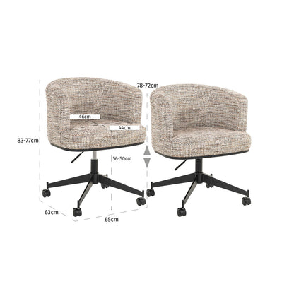 Dining chair Rochenne trendy nature swivel on wheels