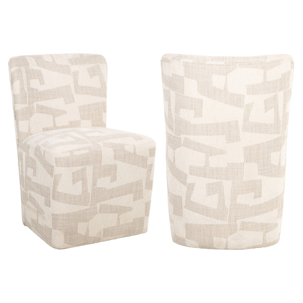 Dining chair Lorain beige graffic on wheels