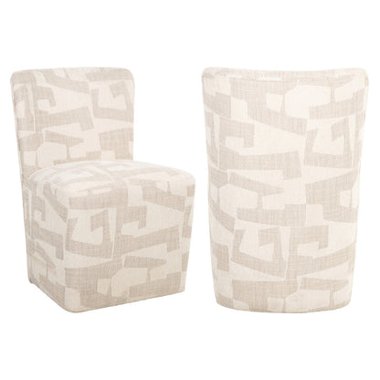 Dining chair Lorain beige graffic on wheels