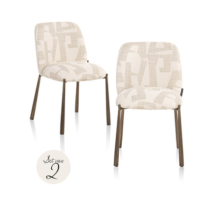 Dining chair Lana beige graffic (Set of 2)