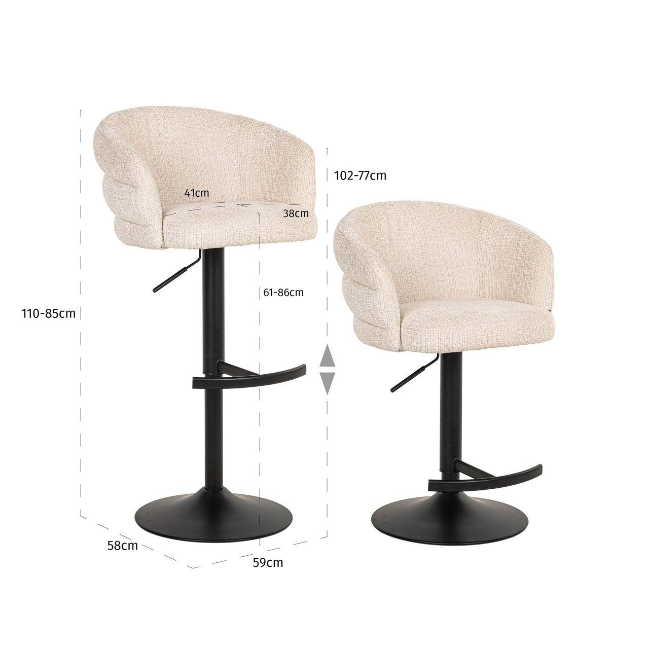 Bar stool Nikki niagara beige swivel fire retardant