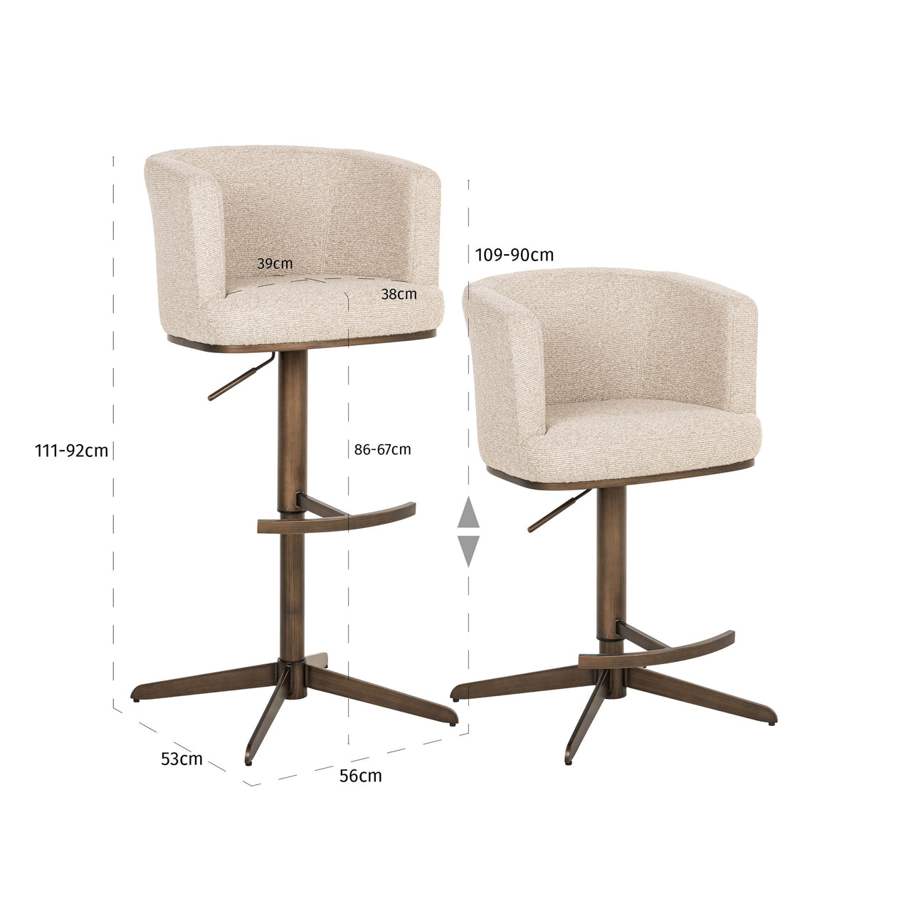 Bar stool Cheyenne biscotti swivel