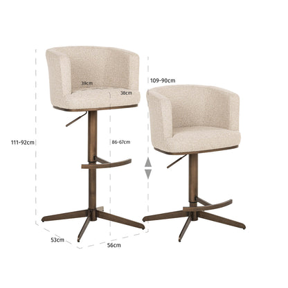 Bar stool Cheyenne biscotti swivel