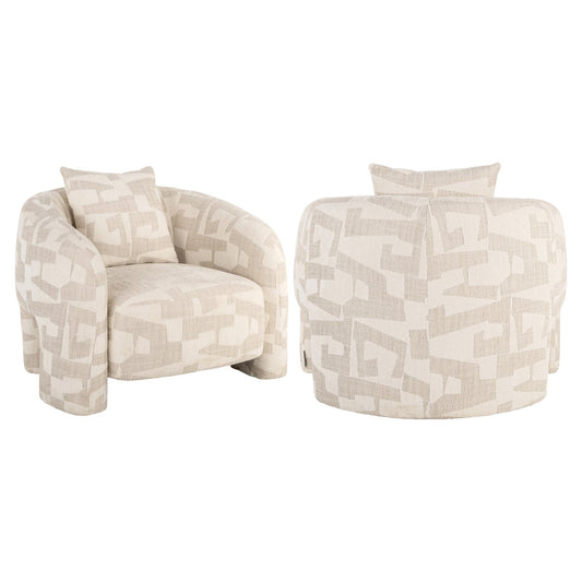 Lounge chair Tuscany beige graffic