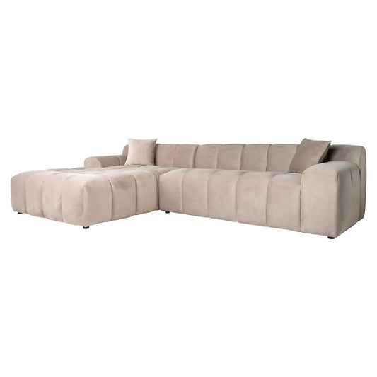 Sofa Cube khaki velvet 3-seater + lounge left