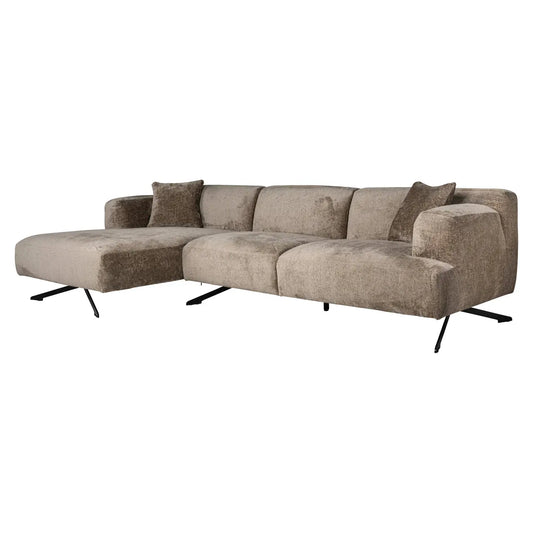 Sofa Donovan taupe chenille 3-seater + lounge left