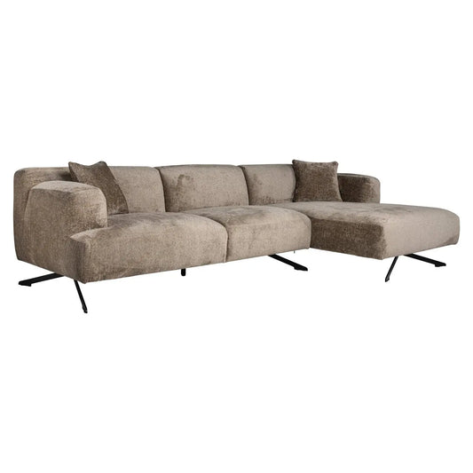 Sofa Donovan taupe chenille 3-seater + lounge right