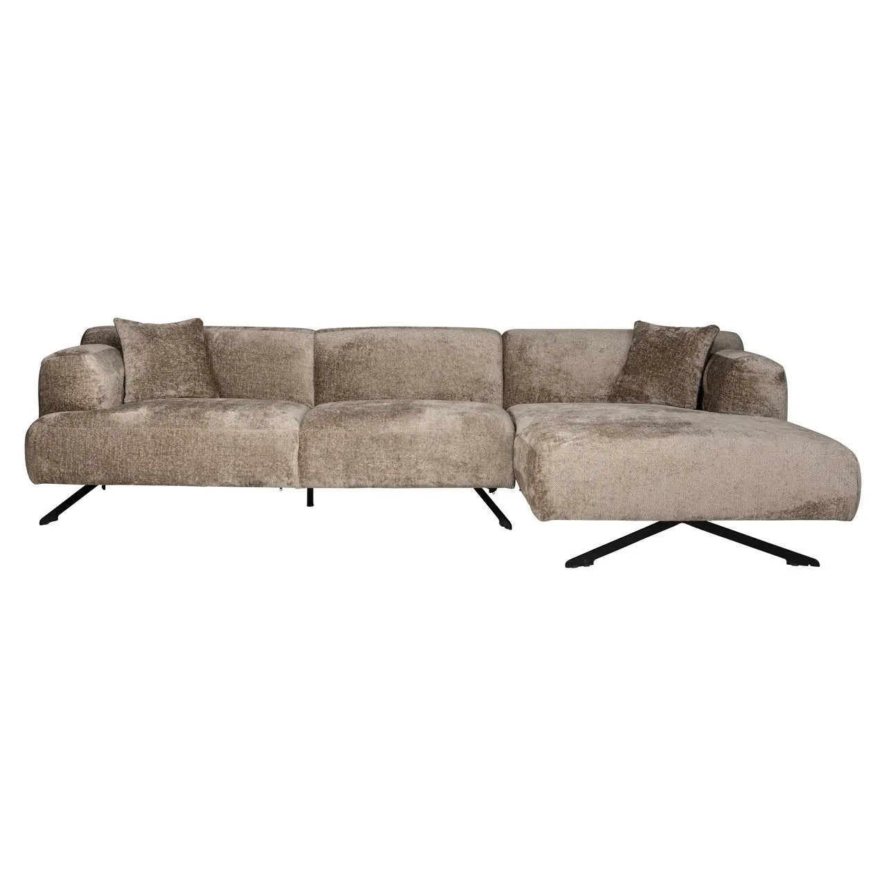 Sofa Donovan taupe chenille 3-seater + lounge right