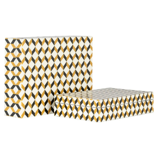 Storage box Frences black/gold (Set of 2)