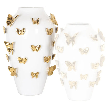 Vase Butterfly white large