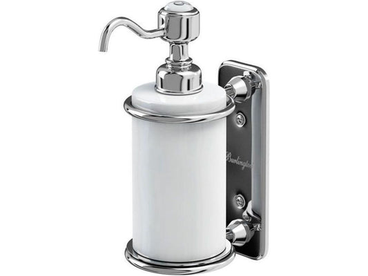 Distributeur de savon mural Burlington A19 chromé et blanc Burlington