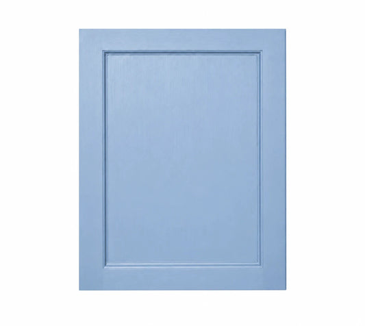 Façade Rosiris CR20 pour réfrigérateur ou lave-linge intégré, panneau en pin à moulure fine, 60 × 86 cm, sans poignée. Visuel de présentation recolorisé en finition Classic · Bleu Danois.