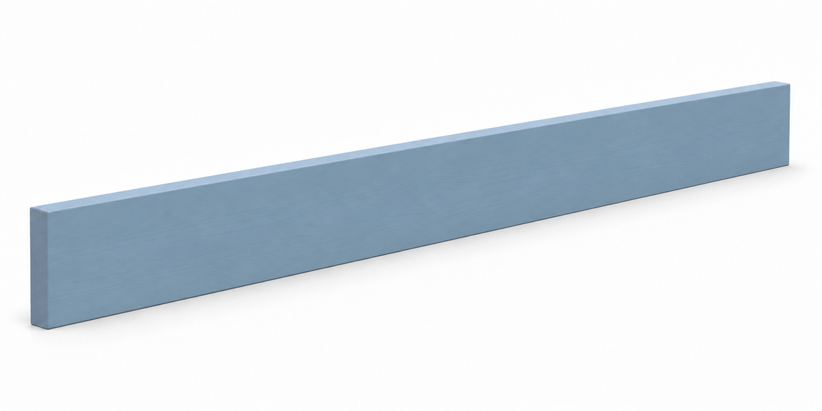 Plinthe plane de cuisine PLI Rosiris en pin, hauteur 10 cm et épaisseur 22 mm, présentation en Bleu Danois.