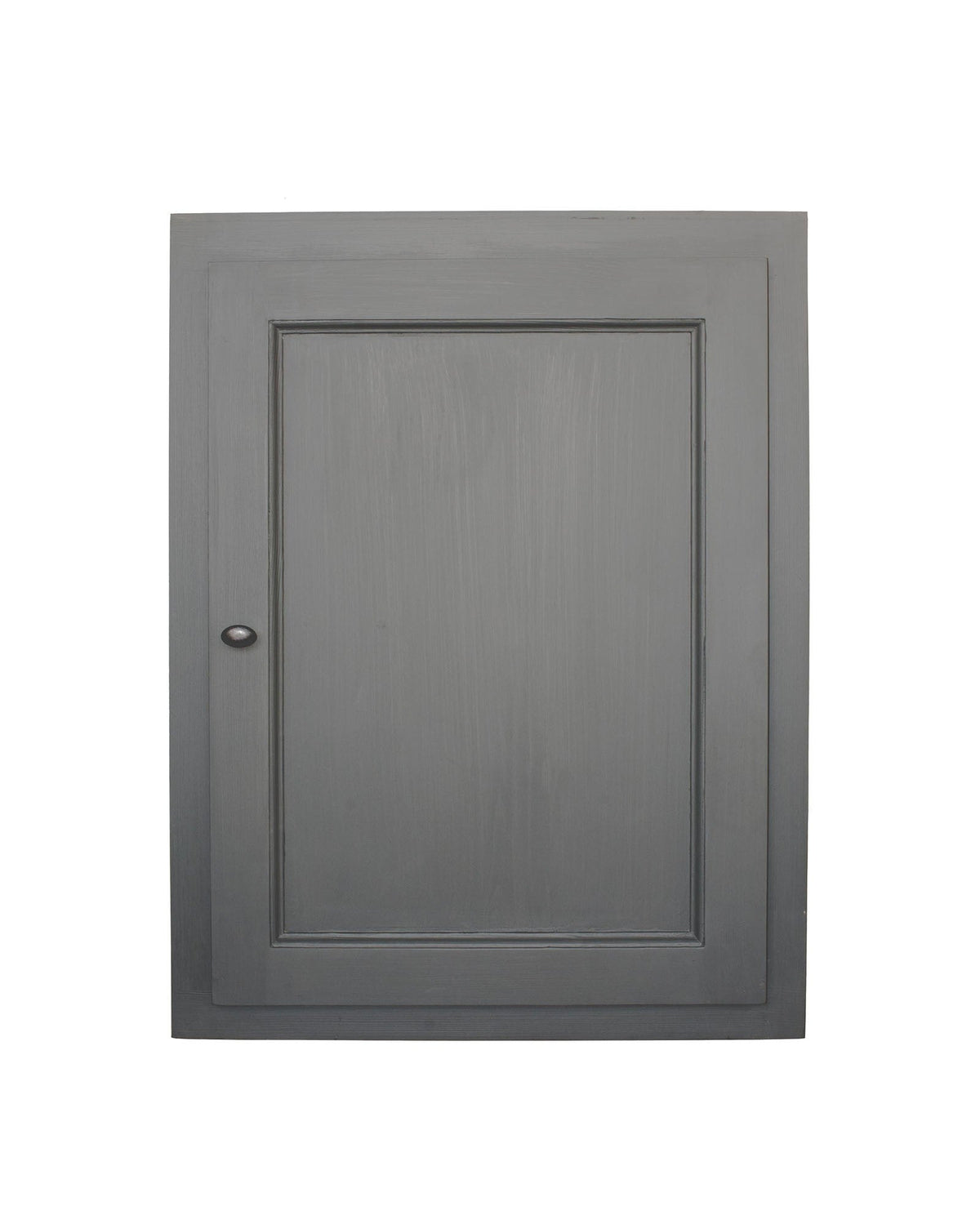 Meuble haut Rosiris C09 en pin, une porte pleine moulurée, 60 cm de large, vue de face dans une finition grise.