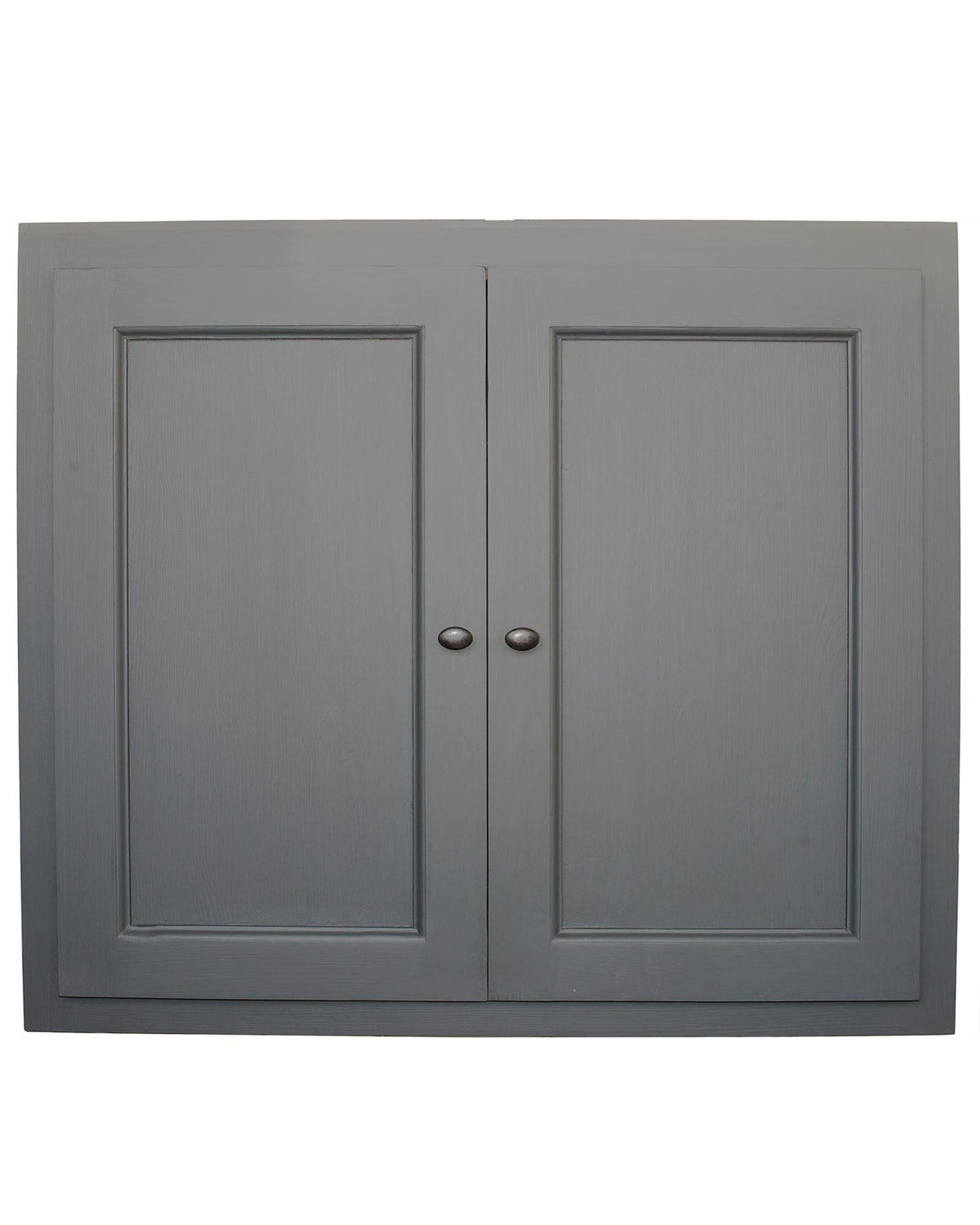 Meuble haut Rosiris C11 en pin, deux portes pleines moulurées, 90 cm de large, vue de face dans une finition grise.